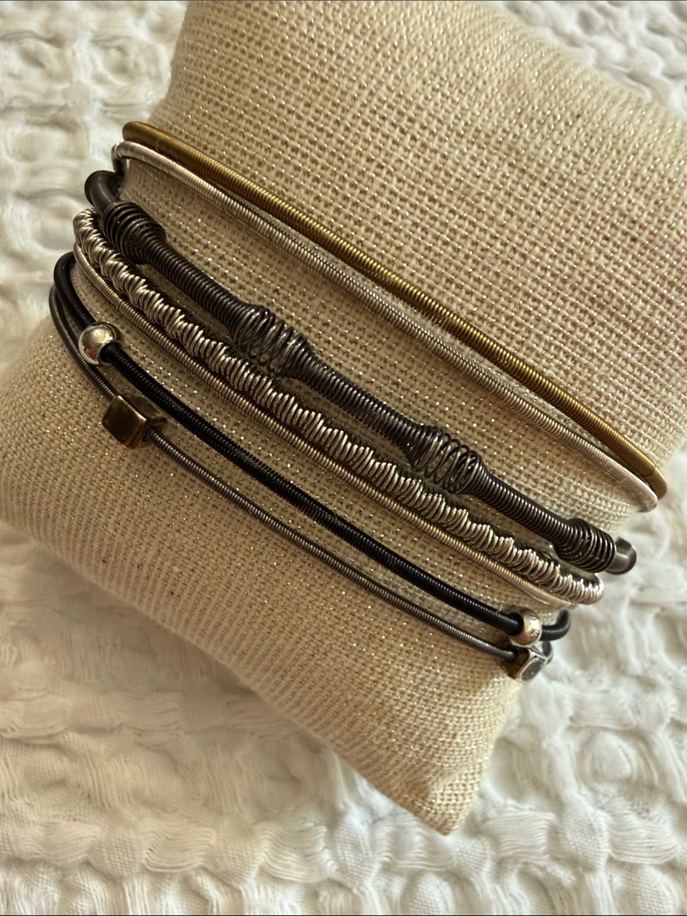 Earthy BOHO Fall Metal Wrap Stretch Bracelet Set Stack - NWOT